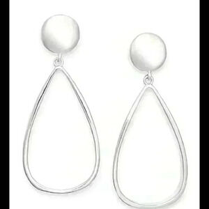 Charter Club new silver tone open drop earrings